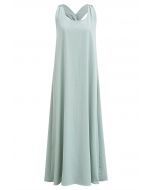 Solid Twist Open Back Halter Maxi Dress in Mint