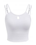 Cutout Detail Double Straps Bra Top in White