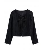 Intricate Crochet Bow Ties Jacket in Black