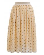 Velvet Dot Double-Layered Mesh Tulle Skirt