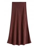 Satin Embossed Texture Mermaid Maxi Skirt in Burgundy