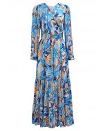 Island Vibes Faux-Wrap Frilling Maxi Dress