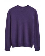 Heartwarming Mock Neck Long-Sleeve Wool Sweater in Purple