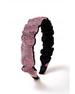 Shimmery Rhinestone Wide Pleats Headband in Pink