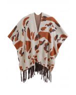 Autumn Hues Abstract Fringed Poncho