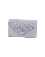 Rhinestone Embellished Satin Envelope Bag in Silver