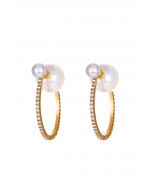 Geometric Pearl Rhinestone Earrings in Gold