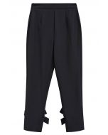 Decorative Bowknot Ankle Crop Pants