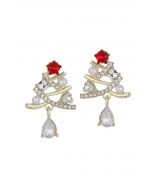 Red Star Hollow Out Tree Earrings