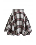 Festive Charm Tartan Flare Mini Skirt in Ivory