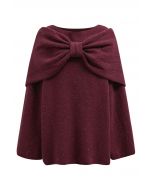 Bowknot 2 Pieces Metallic Mix Knit Sweater Dress in Plum