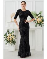 Opulent Geometry Sequin Mermaid Gown in Black