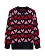 Endless Love Crew Neck Knit Sweater in Black