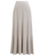 Gentle Touch Ribbed Knit Maxi Skirt in Linen