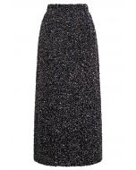 Chromatic Sequins Pencil Maxi Skirt in Black