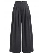 Modern Look Side Pocket Pleats Palazzo Pants in Smoke