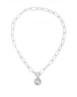 Silver Ball Oval Chain Necklace