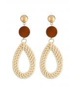 Teardrop Rattan Straw Earrings