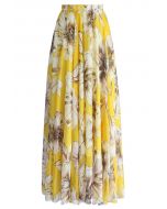 Falda larga Marvellous floral en amarillo