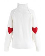 Suéter de punto con parches Heart and Soul en blanco